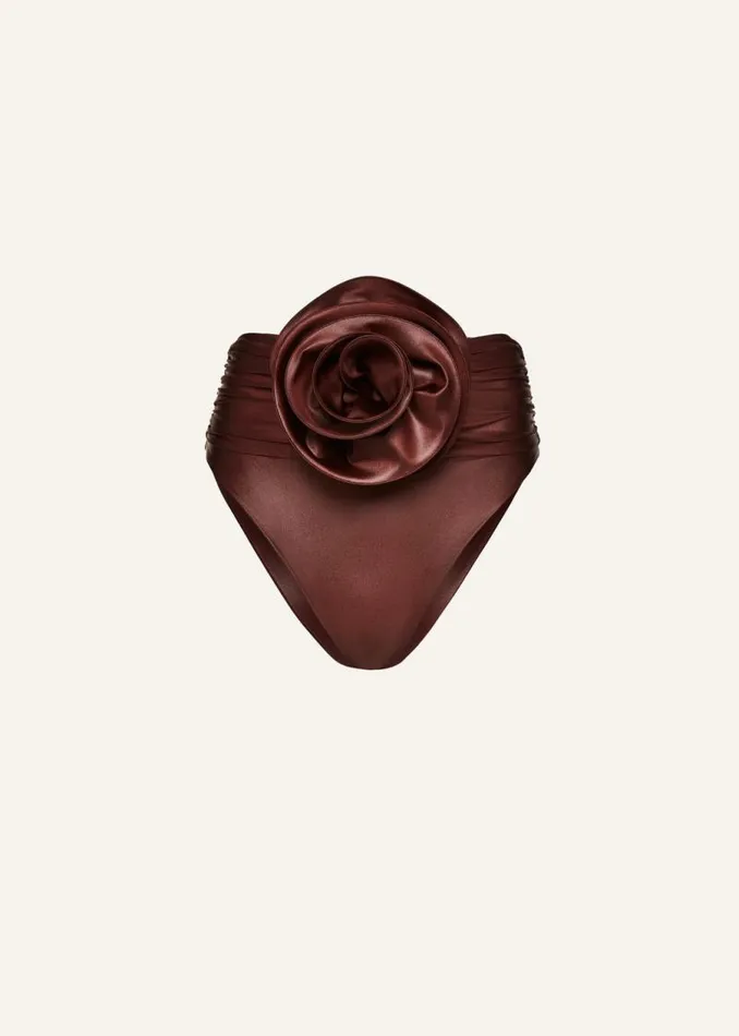 Shop Magda Butrym Beachwear Classic High Waist Flower Swim Bottom In Metallic Brown