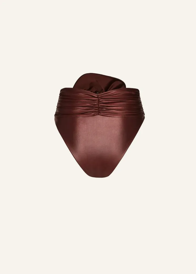 Shop Magda Butrym Beachwear Classic High Waist Flower Swim Bottom In Metallic Brown Shop Magda Butrym Beachwear Classic High Waist Flower Swim Bottom In Metallic Brown