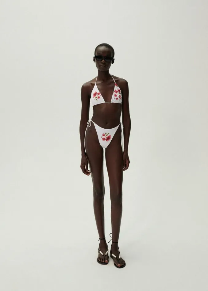 Shop Magda Butrym Beachwear Highwaist String Tie Swim Bottom In Cream Print Shop Magda Butrym Beachwear Highwaist String Tie Swim Bottom In Cream Print