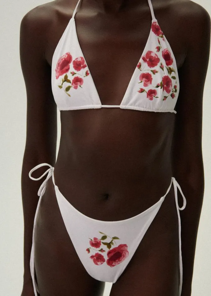 Shop Magda Butrym Beachwear Highwaist String Tie Swim Bottom In Cream Print Shop Magda Butrym Beachwear Highwaist String Tie Swim Bottom In Cream Print