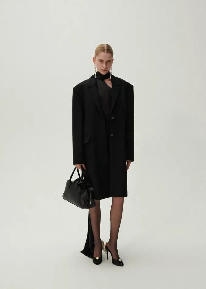 Shop Magda Butrym Coats And Jackets Oversized Midi Coat In Black Shop Magda Butrym Coats And Jackets Oversized Midi Coat In Black