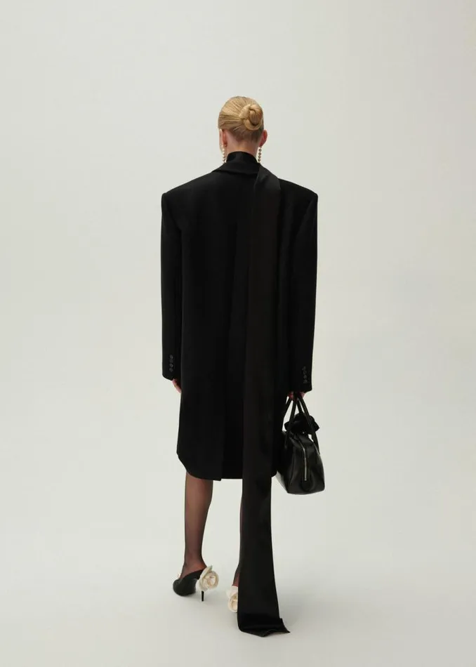 Shop Magda Butrym Coats And Jackets Oversized Midi Coat In Black Shop Magda Butrym Coats And Jackets Oversized Midi Coat In Black