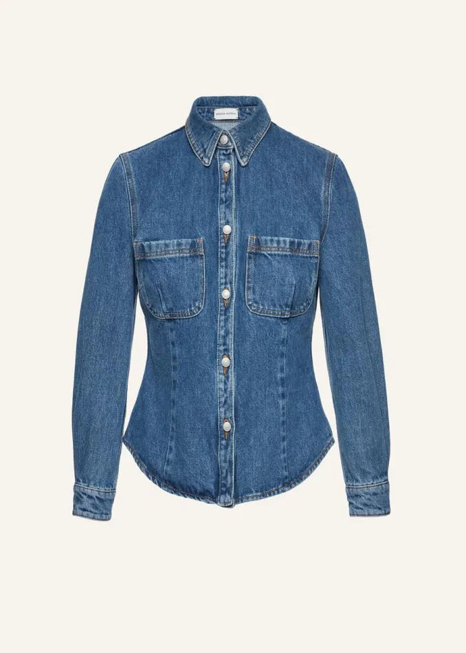Shop Magda Butrym Denim 70039s Denim Button Down Shirt In Blue