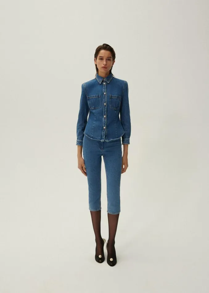 Shop Magda Butrym Denim 70039s Denim Button Down Shirt In Blue Shop Magda Butrym Denim 70039s Denim Button Down Shirt In Blue