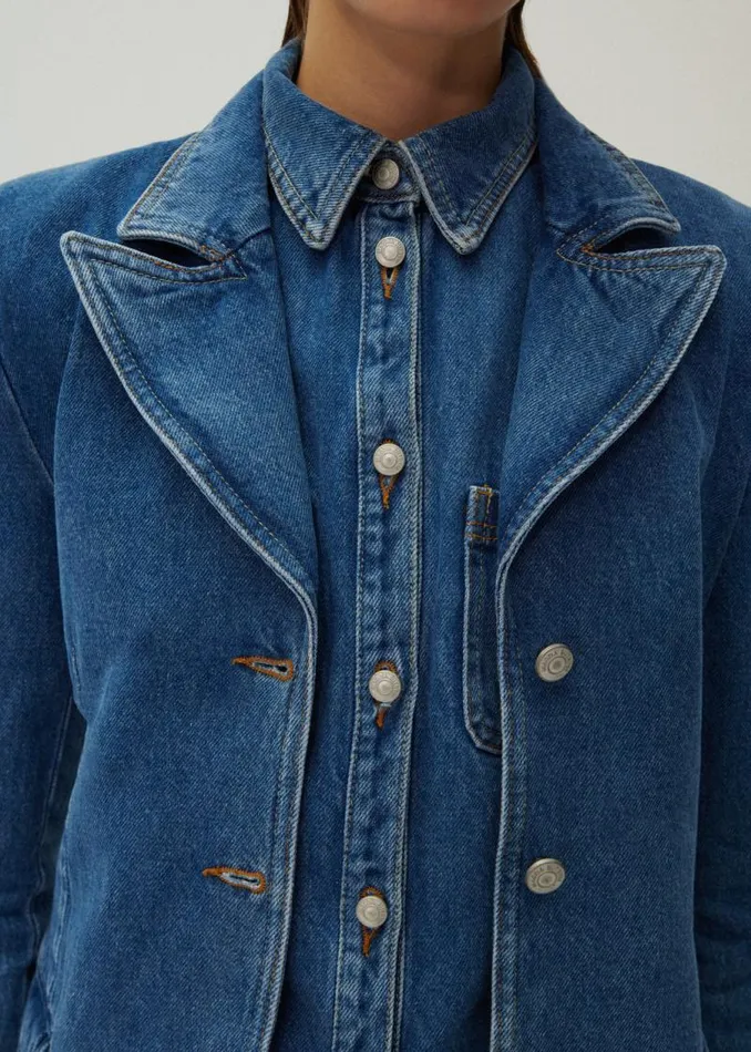 Shop Magda Butrym Denim 70039s Denim Button Down Shirt In Blue Shop Magda Butrym Denim 70039s Denim Button Down Shirt In Blue