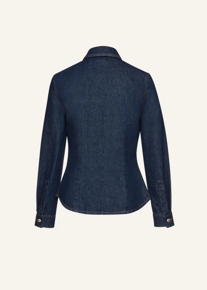 Shop Magda Butrym Denim Classic Denim Button Down Shirt In Navy Shop Magda Butrym Denim Classic Denim Button Down Shirt In Navy