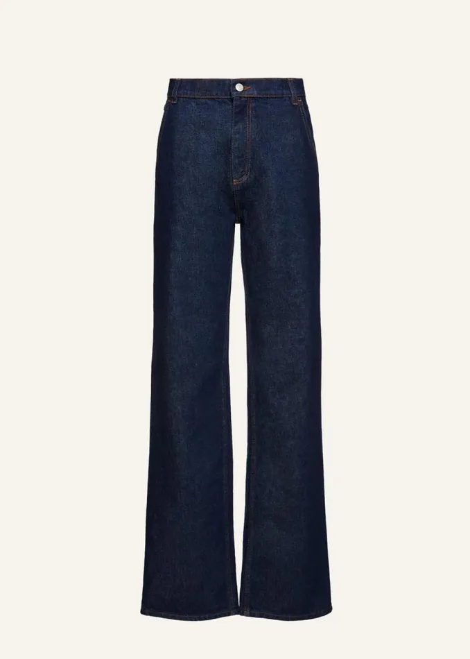 Shop Magda Butrym Denim Classic Flare Denim Pants In Navy