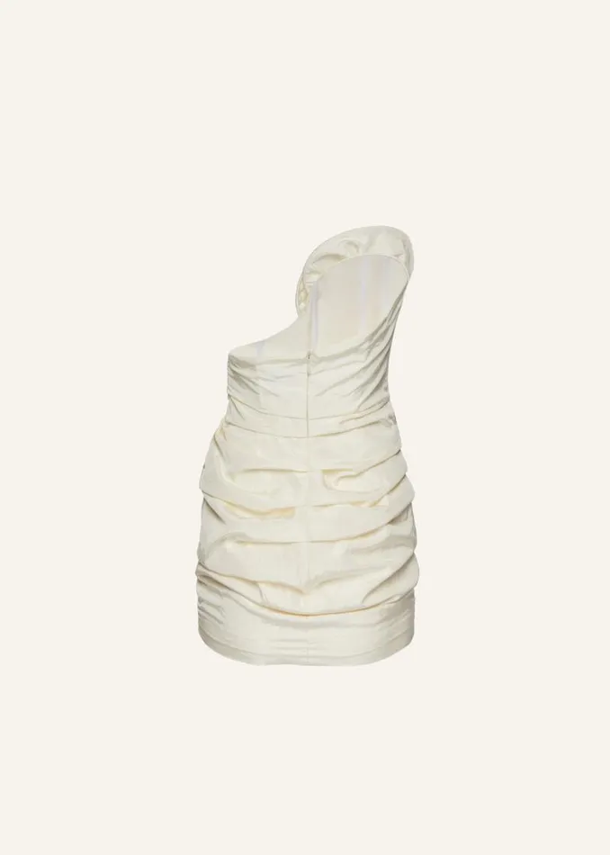 Shop Magda Butrym Dresses Asymmetrical Strapless Rose Dress In Cream Shop Magda Butrym Dresses Asymmetrical Strapless Rose Dress In Cream