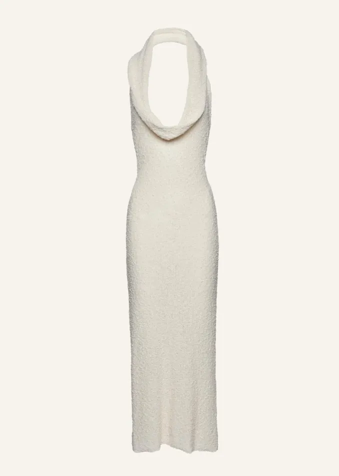 Shop Magda Butrym Dresses Boucl Knit Midi Halter Dress In Cream