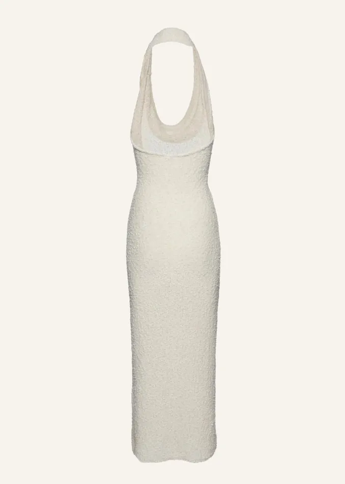 Shop Magda Butrym Dresses Boucl Knit Midi Halter Dress In Cream Shop Magda Butrym Dresses Boucl Knit Midi Halter Dress In Cream