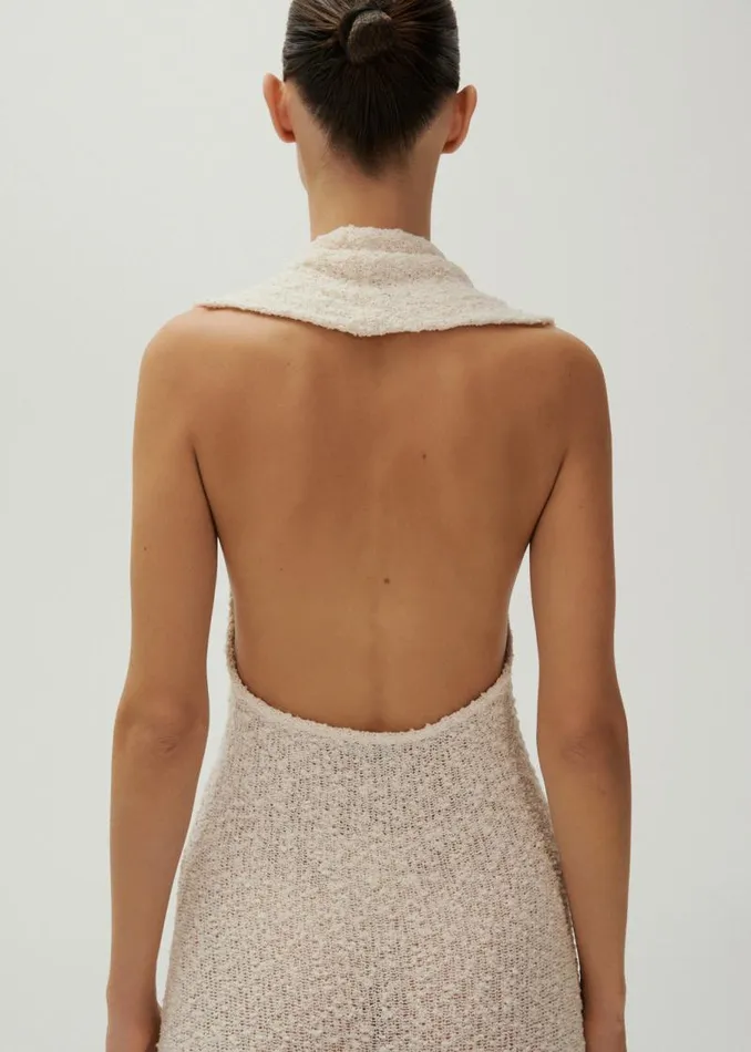 Shop Magda Butrym Dresses Boucl Knit Midi Halter Dress In Cream Shop Magda Butrym Dresses Boucl Knit Midi Halter Dress In Cream