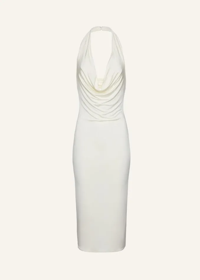 Shop Magda Butrym Dresses Cowl Neck Halter Midi Dress In Cream