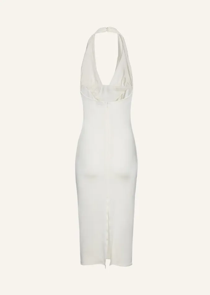 Shop Magda Butrym Dresses Cowl Neck Halter Midi Dress In Cream Shop Magda Butrym Dresses Cowl Neck Halter Midi Dress In Cream