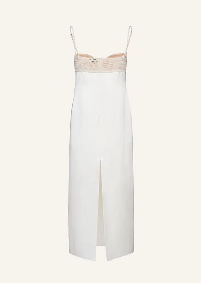 Shop Magda Butrym Dresses Crochet Bra Midi Dress In Cream Shop Magda Butrym Dresses Crochet Bra Midi Dress In Cream