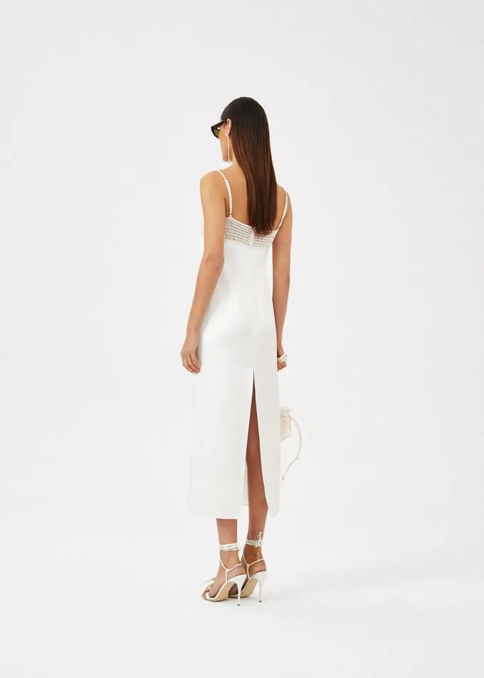 Shop Magda Butrym Dresses Crochet Bra Midi Dress In Cream Shop Magda Butrym Dresses Crochet Bra Midi Dress In Cream