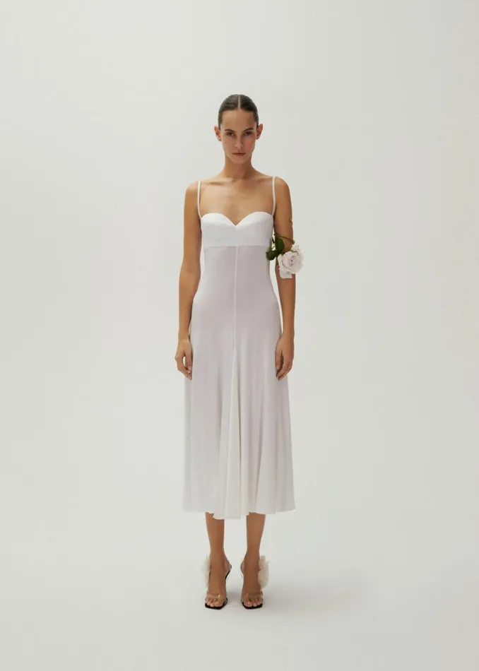 Shop Magda Butrym Dresses Rose Sweetheart Midi Dress In White Shop Magda Butrym Dresses Rose Sweetheart Midi Dress In White