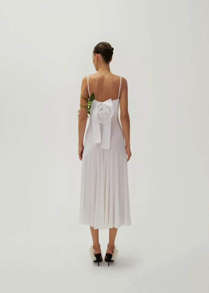 Shop Magda Butrym Dresses Rose Sweetheart Midi Dress In White Shop Magda Butrym Dresses Rose Sweetheart Midi Dress In White