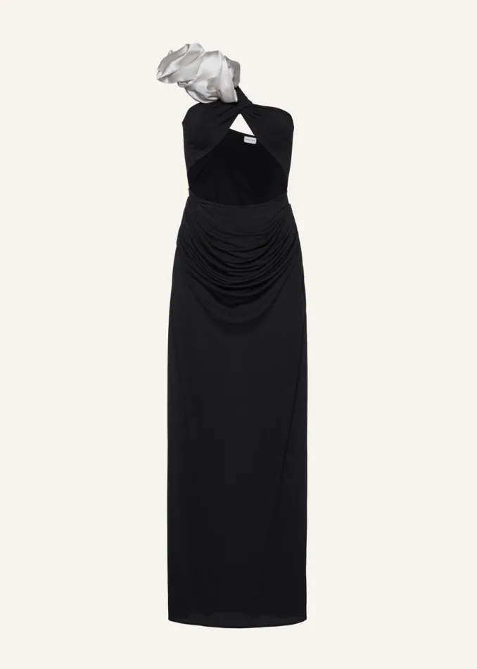 Shop Magda Butrym Dresses Ruffled One Shoulder Midi Dress In Black
