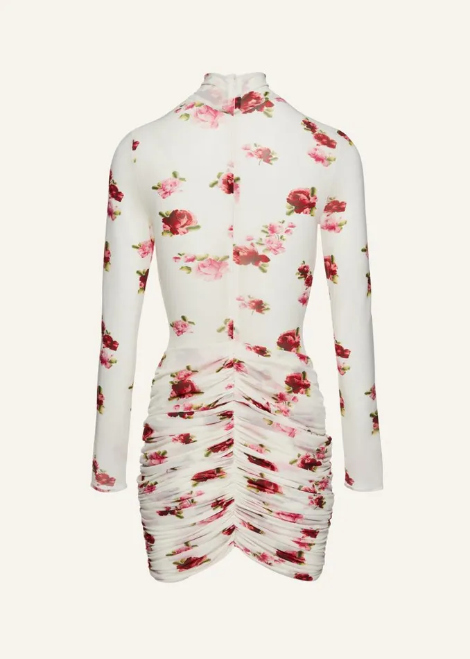 Shop Magda Butrym Dresses Sheer High Neck Midi Dress In Cream Print Shop Magda Butrym Dresses Sheer High Neck Midi Dress In Cream Print
