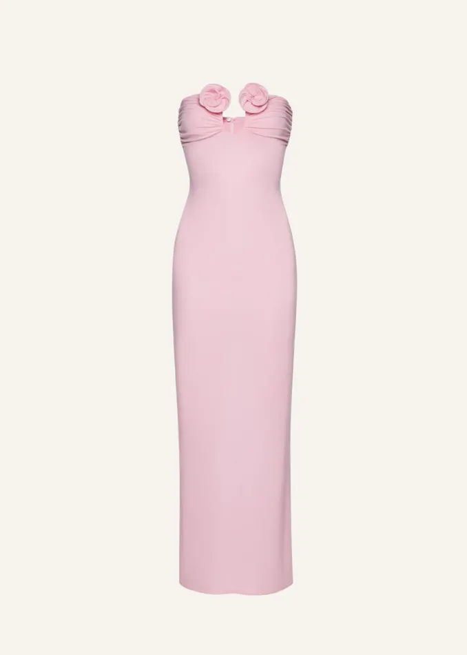 Shop Magda Butrym Dresses Strapless Flower Appliqu Maxi Dress In Pink