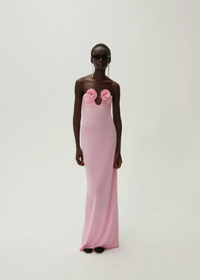 Shop Magda Butrym Dresses Strapless Flower Appliqu Maxi Dress In Pink Shop Magda Butrym Dresses Strapless Flower Appliqu Maxi Dress In Pink