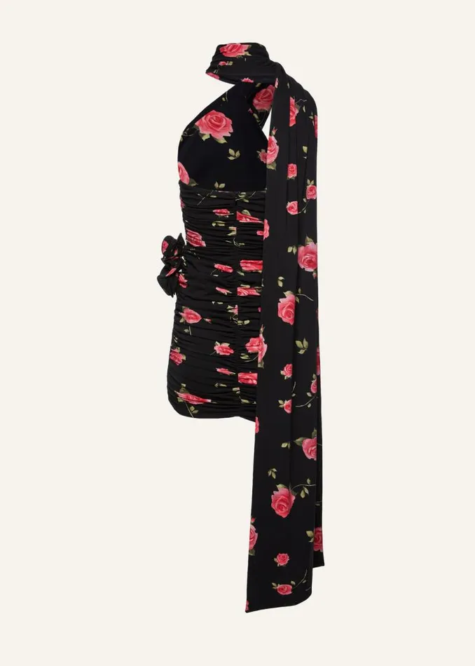 Shop Magda Butrym Dresses Wrap Neck Mini Dress In Black Print Shop Magda Butrym Dresses Wrap Neck Mini Dress In Black Print