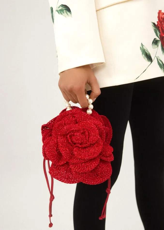 Shop Magda Butrym Handbags Pearl Magda Bag In Red Crochet Shop Magda Butrym Handbags Pearl Magda Bag In Red Crochet