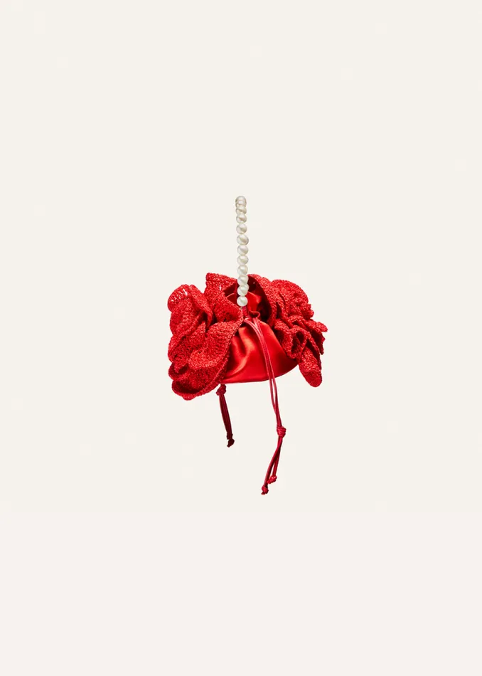 Shop Magda Butrym Handbags Pearl Magda Bag In Red Crochet Shop Magda Butrym Handbags Pearl Magda Bag In Red Crochet