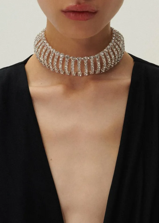 Shop Magda Butrym Jewelry Domed Choker In Silver Shop Magda Butrym Jewelry Domed Choker In Silver