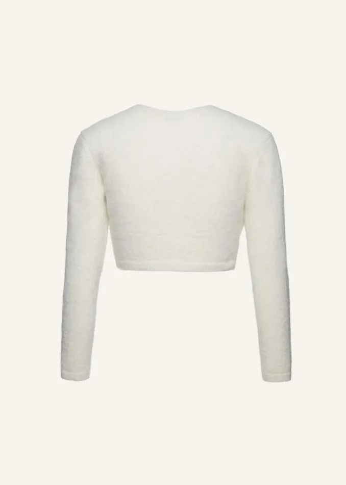 Shop Magda Butrym Knitwear Mohair Blend Cropped Cardigan In Cream Shop Magda Butrym Knitwear Mohair Blend Cropped Cardigan In Cream