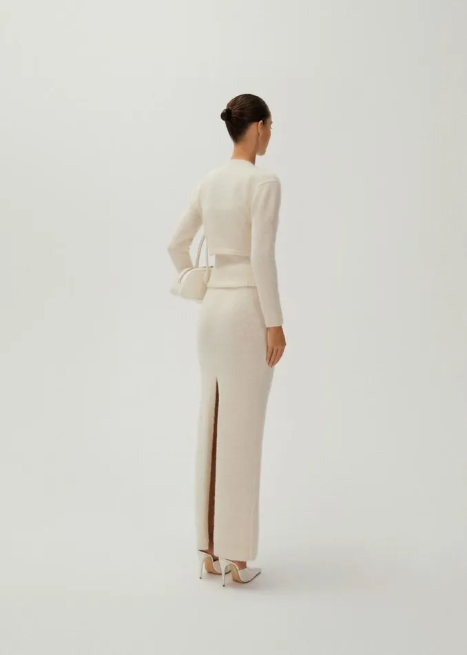 Shop Magda Butrym Knitwear Mohair Blend Cropped Cardigan In Cream Shop Magda Butrym Knitwear Mohair Blend Cropped Cardigan In Cream