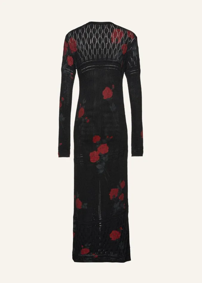 Shop Magda Butrym Knitwear Rose Print Duster Cardigan In Black Print Shop Magda Butrym Knitwear Rose Print Duster Cardigan In Black Print