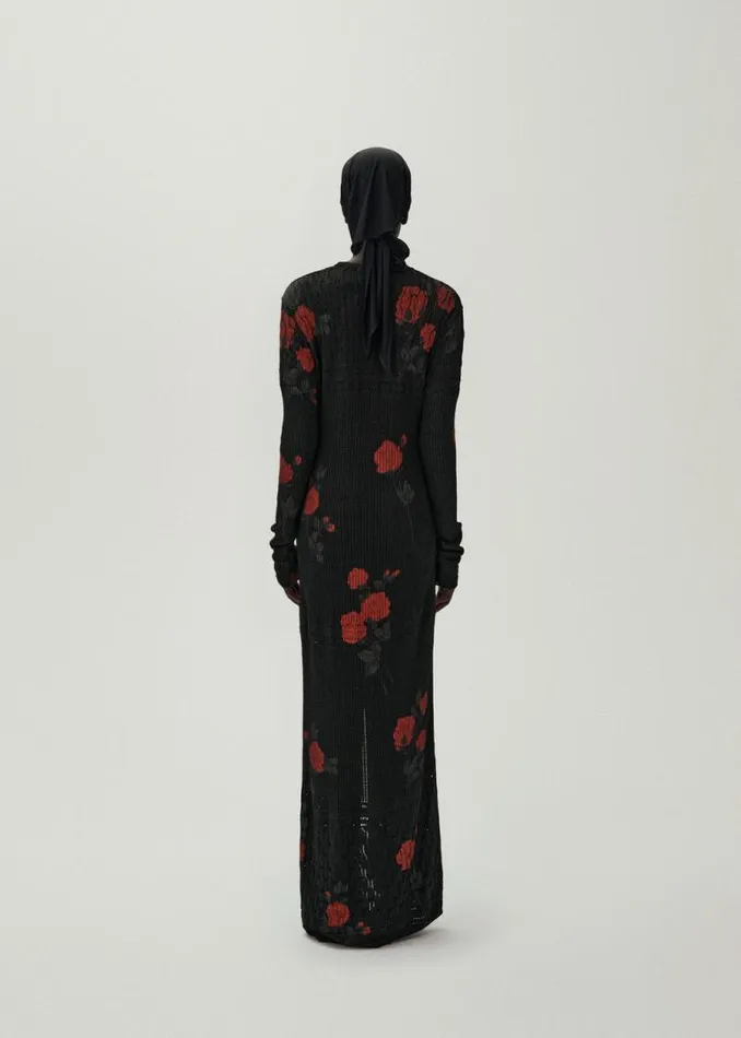 Shop Magda Butrym Knitwear Rose Print Duster Cardigan In Black Print Shop Magda Butrym Knitwear Rose Print Duster Cardigan In Black Print