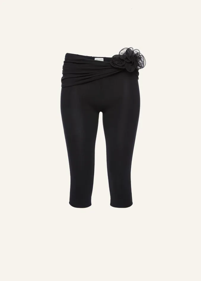 Shop Magda Butrym Pants Waist Wrap Cropped Jersey Leggings In Black