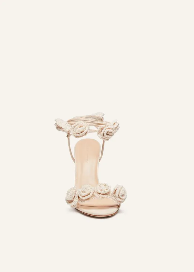 Shop Magda Butrym Shoes Mini Rose Crochet Flower Sandals In Cream Shop Magda Butrym Shoes Mini Rose Crochet Flower Sandals In Cream