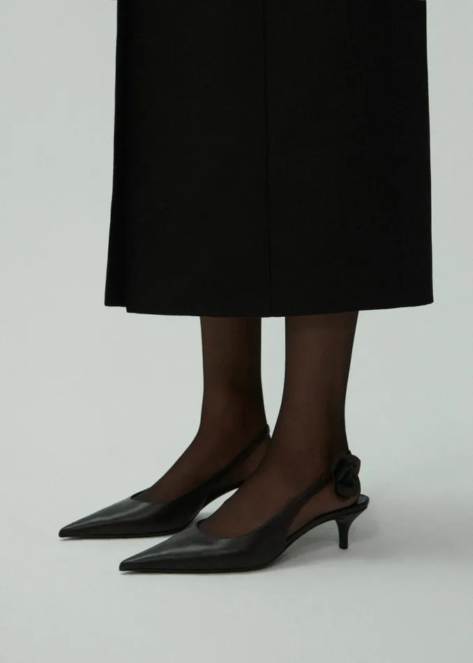 Shop Magda Butrym Shoes Slingback Rose Kitten Heels In Brown Leather Shop Magda Butrym Shoes Slingback Rose Kitten Heels In Brown Leather