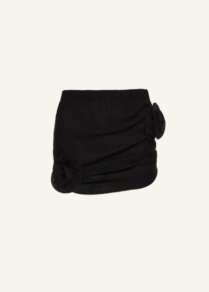 Shop Magda Butrym Skirts Crepe Rose Mini Skirt In Black