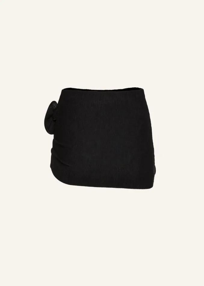 Shop Magda Butrym Skirts Crepe Rose Mini Skirt In Black Shop Magda Butrym Skirts Crepe Rose Mini Skirt In Black