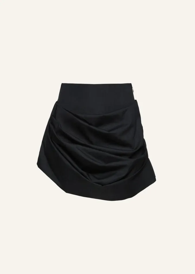 Shop Magda Butrym Skirts Draped Cotton Mini Skirt In Black