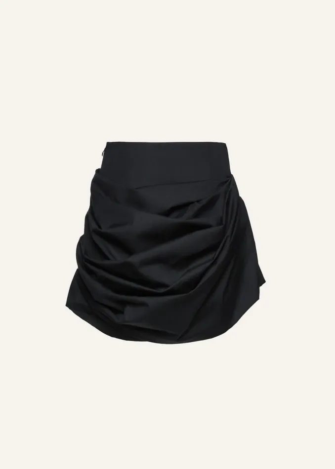 Shop Magda Butrym Skirts Draped Cotton Mini Skirt In Black Shop Magda Butrym Skirts Draped Cotton Mini Skirt In Black