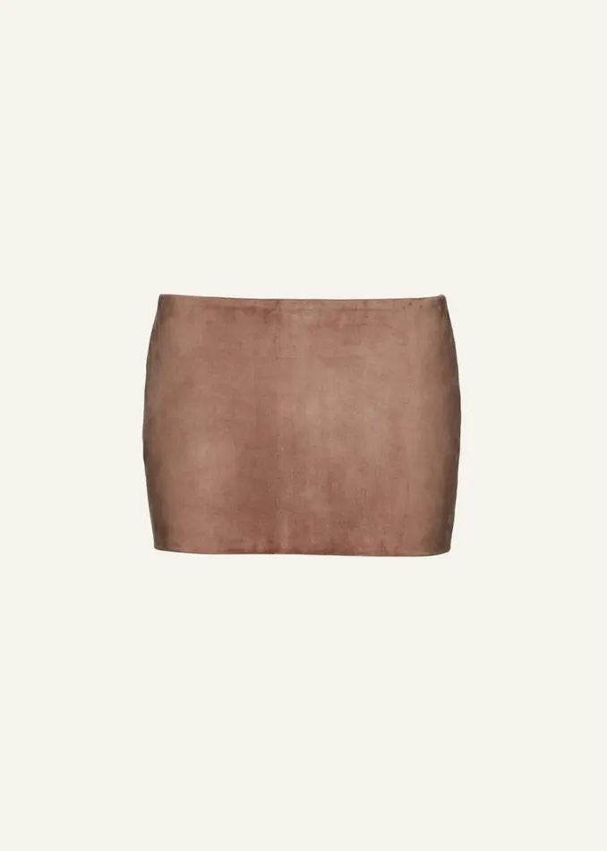 Shop Magda Butrym Skirts Low Waist Tailored Mini Skirt In Brown Suede