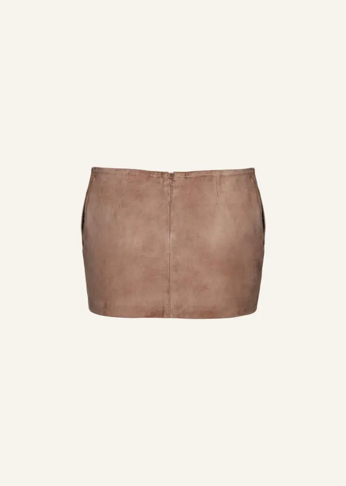 Shop Magda Butrym Skirts Low Waist Tailored Mini Skirt In Brown Suede Shop Magda Butrym Skirts Low Waist Tailored Mini Skirt In Brown Suede