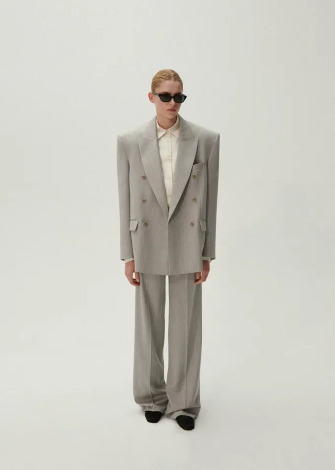 Shop Magda Butrym Tailoring And Suits Wide Leg Tailored Pants In Grey Shop Magda Butrym Tailoring And Suits Wide Leg Tailored Pants In Grey