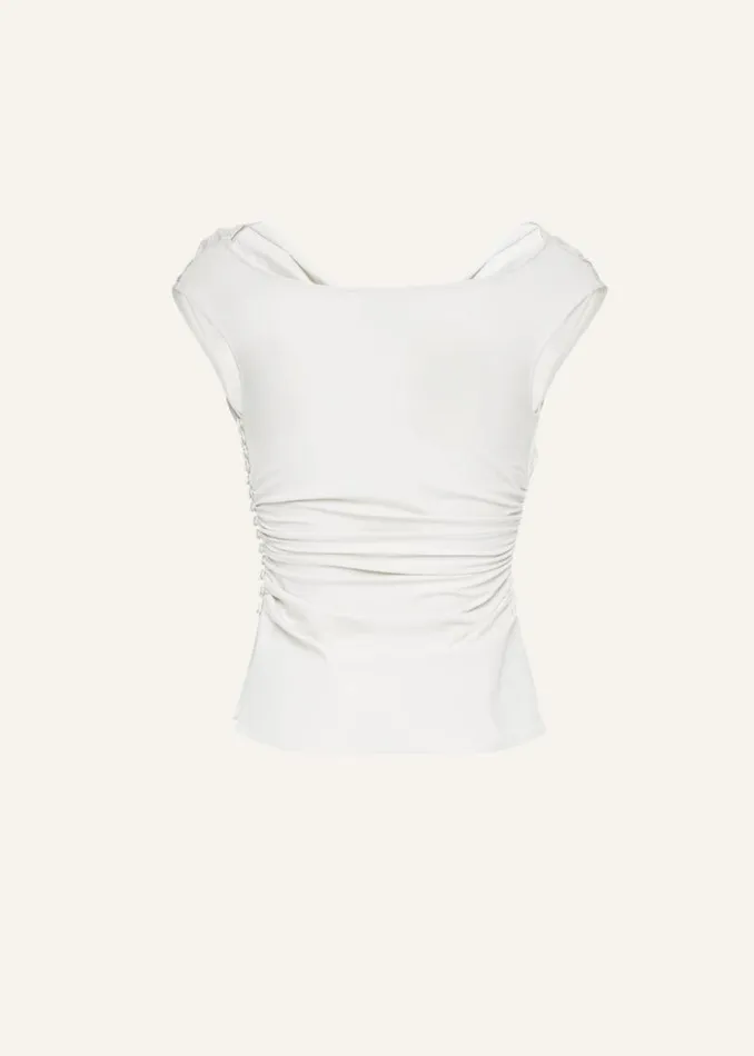 Shop Magda Butrym Tops Off Shoulder Draped Top In White Shop Magda Butrym Tops Off Shoulder Draped Top In White