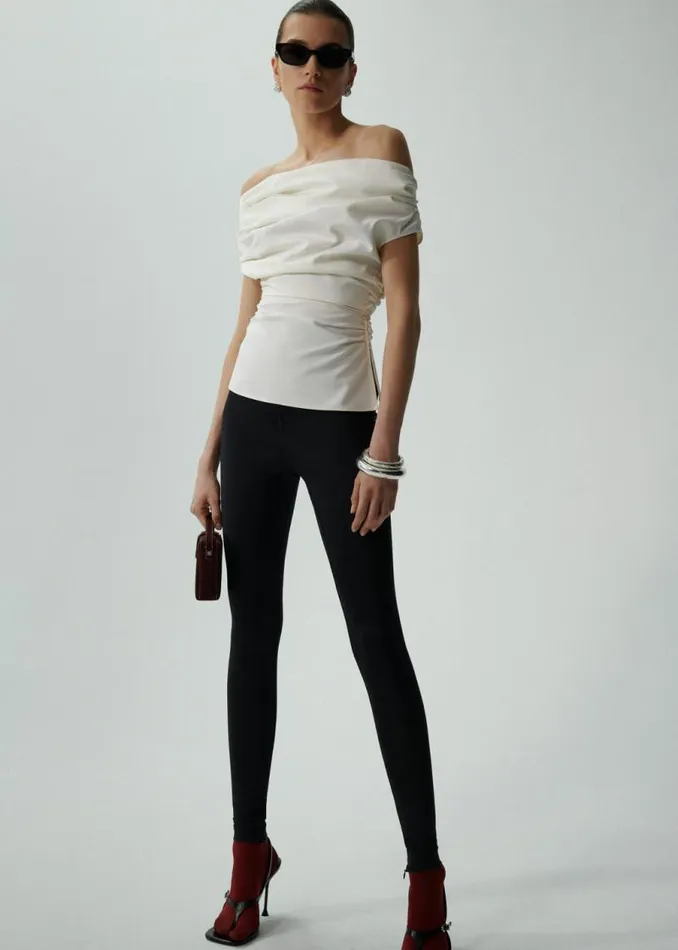 Shop Magda Butrym Tops Off Shoulder Draped Top In White Shop Magda Butrym Tops Off Shoulder Draped Top In White
