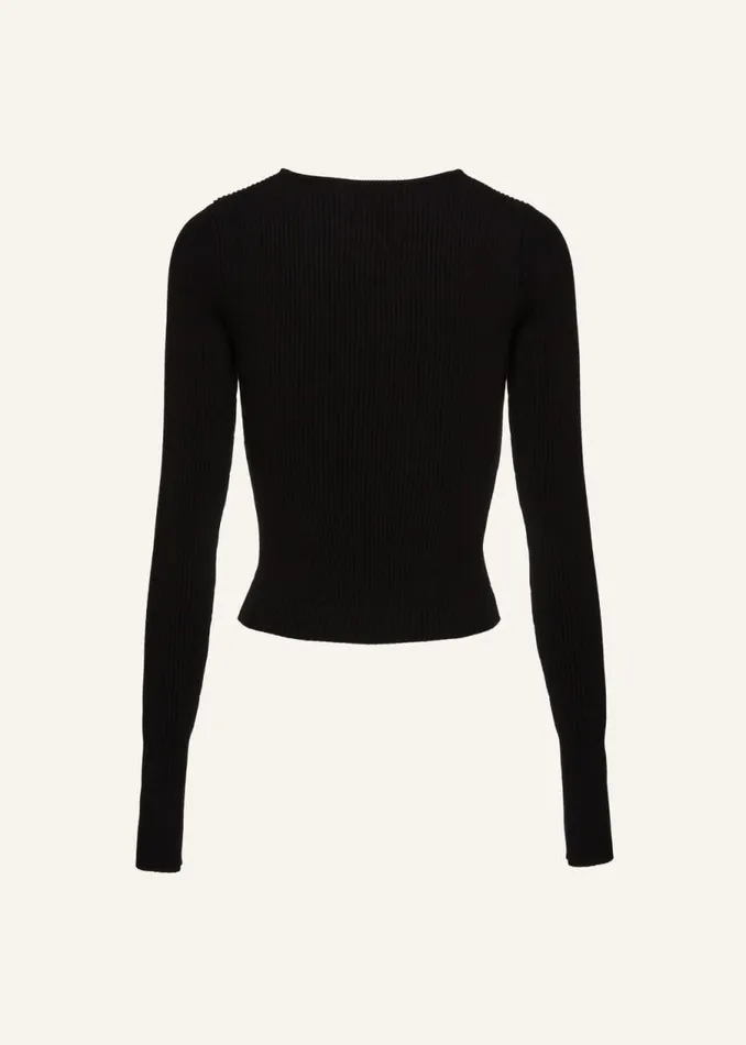 Shop Magda Butrym Tops Sculpted Rib Knit Top In Black Shop Magda Butrym Tops Sculpted Rib Knit Top In Black
