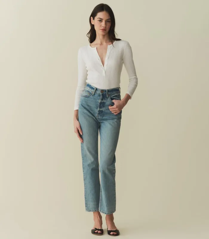 Shop PAOLA CASHMERE BLEND TEE Salt DEN Tees