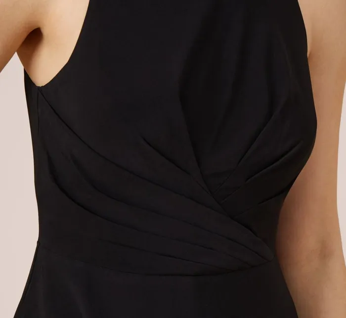 Short Dresses Womens Adrianna Papell Matte Stretch Jersey Fit And Flare Short Halter Dress In Black