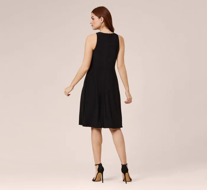 Short Dresses Womens Adrianna Papell Matte Stretch Jersey Fit And Flare Short Halter Dress In Black