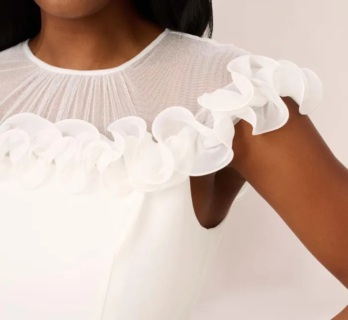 Short Dresses Womens Adrianna Papell Stretch Knit Crepe Sheath Dress With Rosettes In Ivory